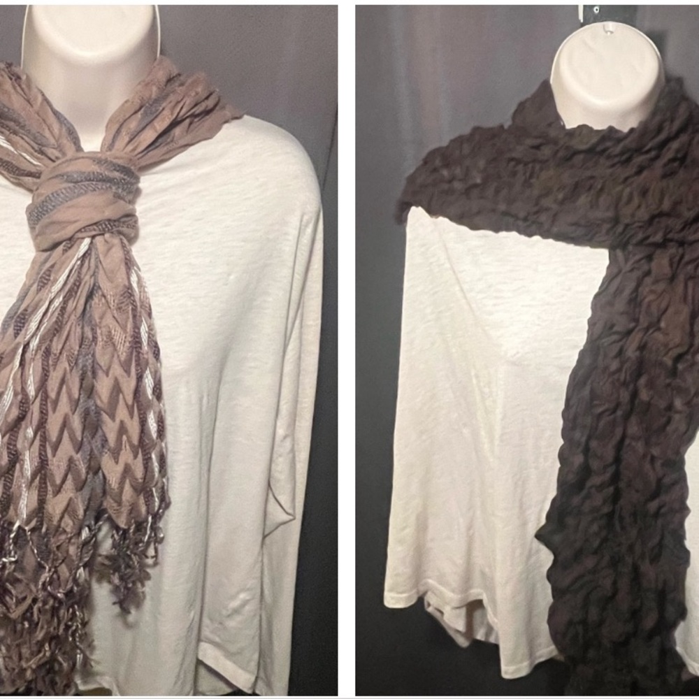 *FREE w bundle! Christopher Banks Brown, Gray & Wht Scarf & brown ruched scarf